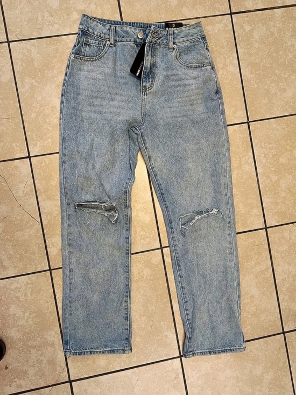 Fashion Nova Bend The Rules Slouch Fit Jeans Straight Leg Blue Size 3